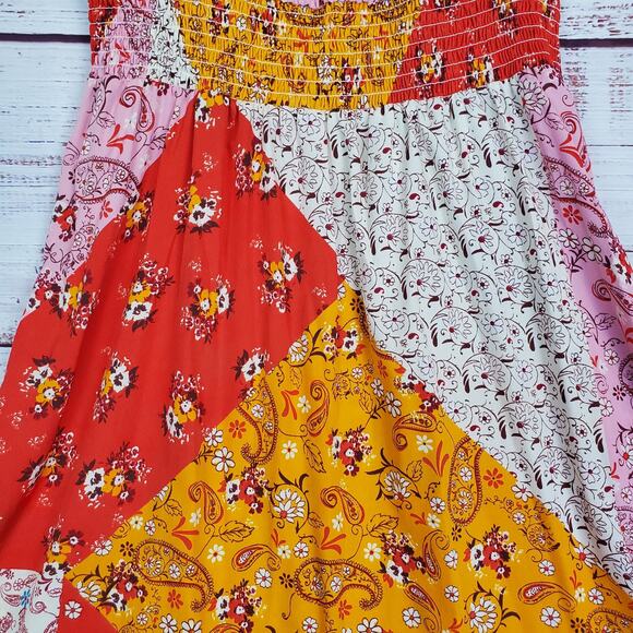 Mlle Gabrielle Paisley Country Cottage Ruffle L Midi Dress Hi Lo Hem Boho Festiv - Picture 5 of 16